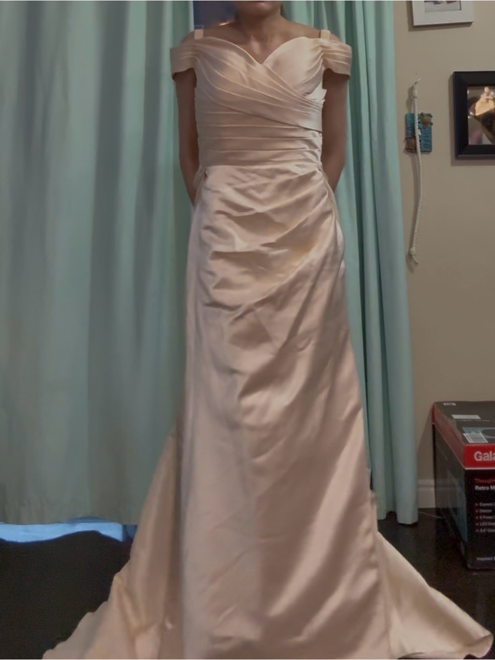 NWOT medium long cream dress. May be used as cream color wedding dress .